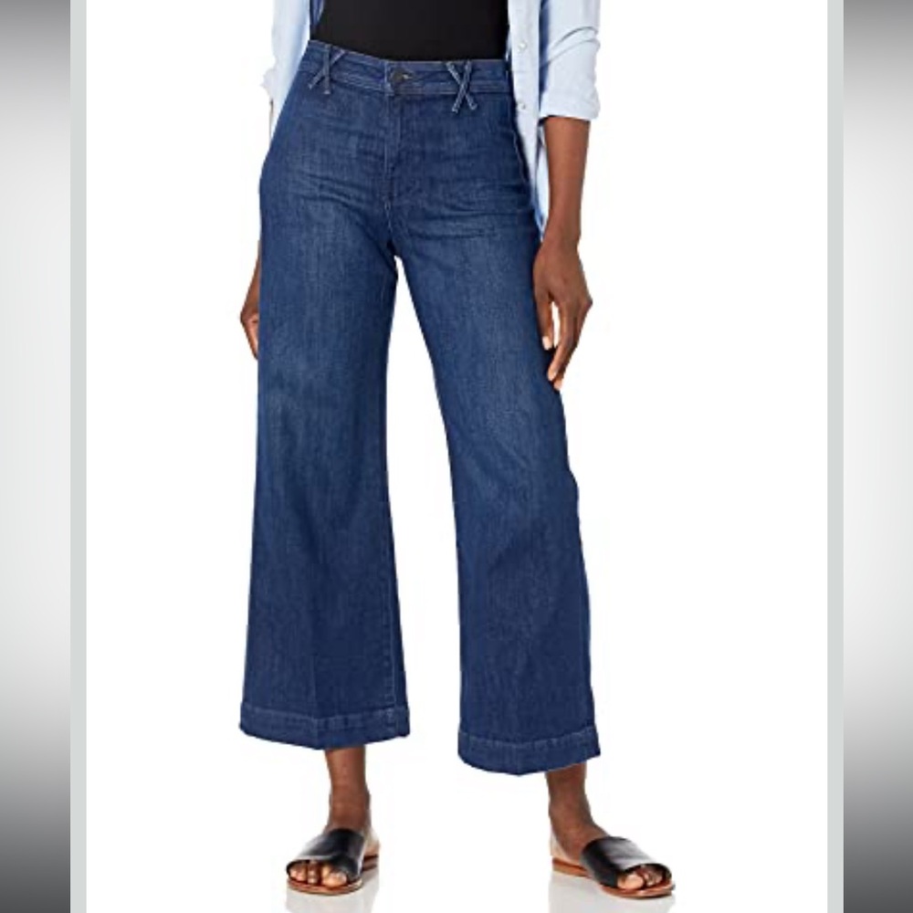 PAIGE Anessa High-Rise Crop Wide-Leg Jeans Size 30 Criss Cross Belt Loops